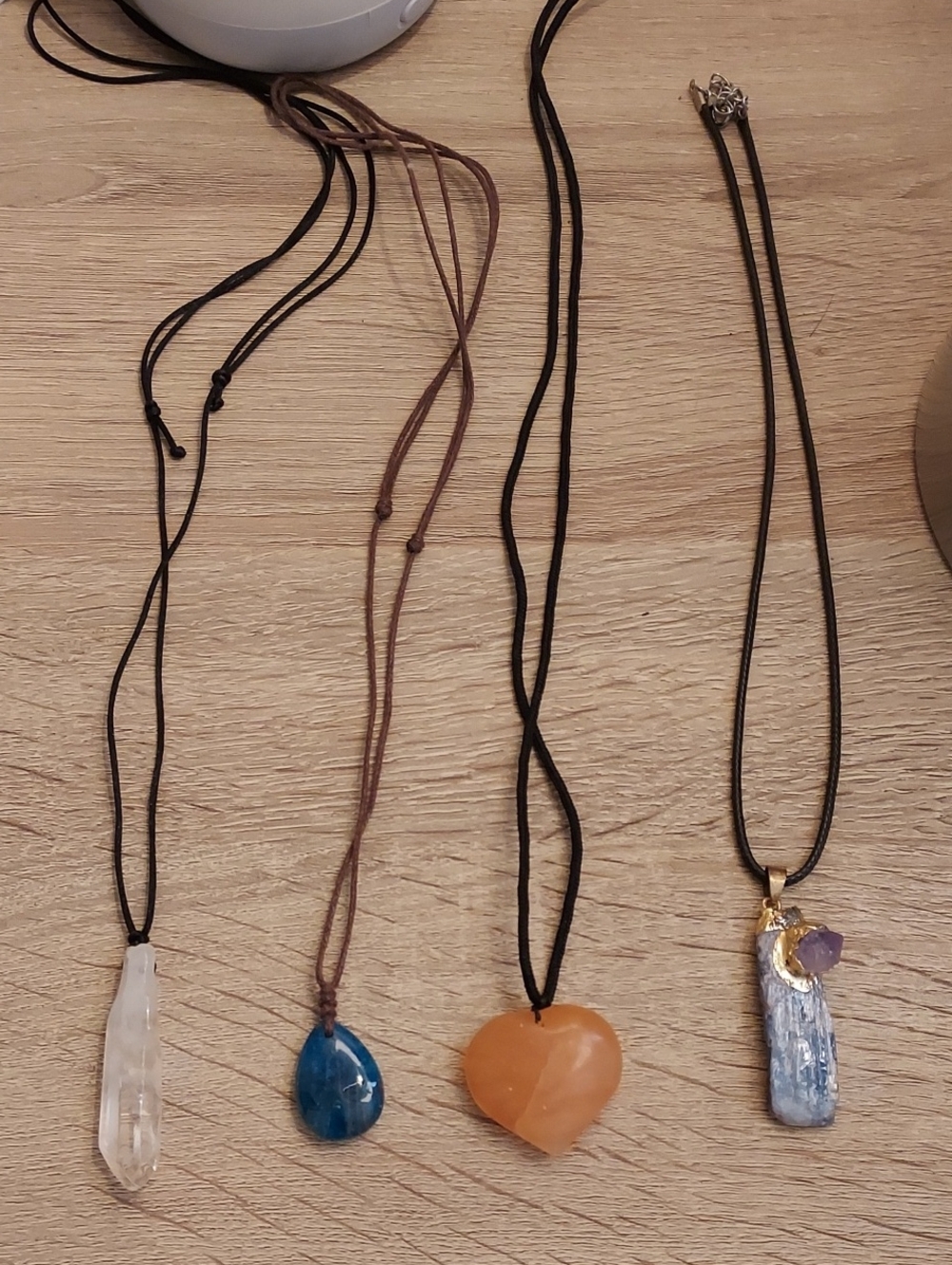 Lot Of Crystal Gemstone Necklaces - Blue, Orange, Clear